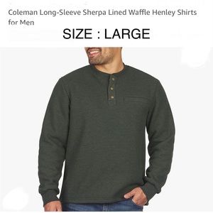 NEW Coleman Sherpa Green Fleece Lined Henley Thermal Work Shirt Men's sz Large